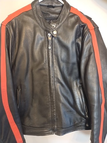 Antelope Creek Leather Women’s Motorcycle Jacket Size XL Black w/ Orange Stripe - Picture 2 of 16