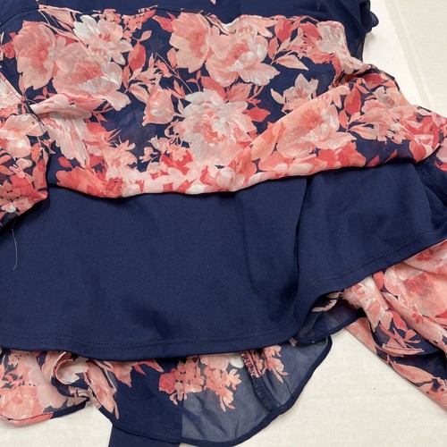 R K Originals Maxi Dress Womens 4 Blue Pink Floral Chiffon Pleated Cottagecore - Picture 10 of 10