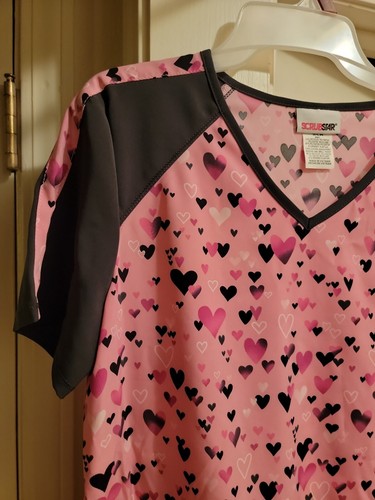 Performance Stretch Ethical fabric Scrub top Size Xlarge W/Pockets NWT ♡♡HEARTS♡ - Picture 6 of 12