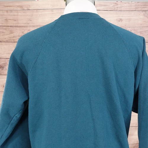 SUDADERA VINTAGE HANES AÑOS 90 EN BLANCO LISA VERDE CUELLO REDONDO TALLA M MEDIANA - Imagen 4 de 5