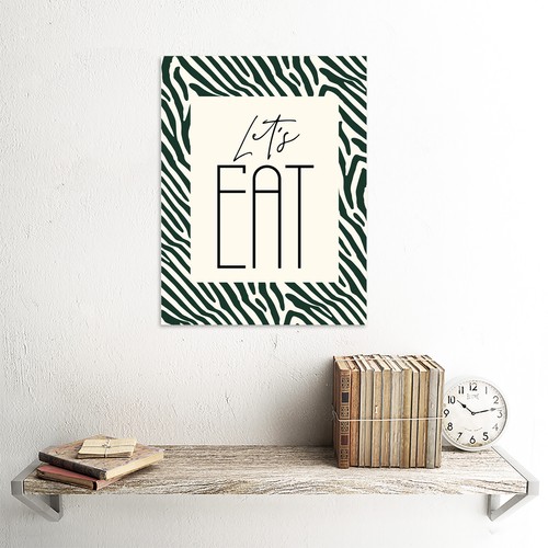 Küche Zebra Lets Eat Typografie Leinwand Wandbild Kunstdruck Poster - Bild 2 von 6