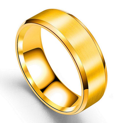 Gold Silver Black Minimalist Titanium Mens Engagement Eternity Wedding Band Ring - Picture 6 of 26