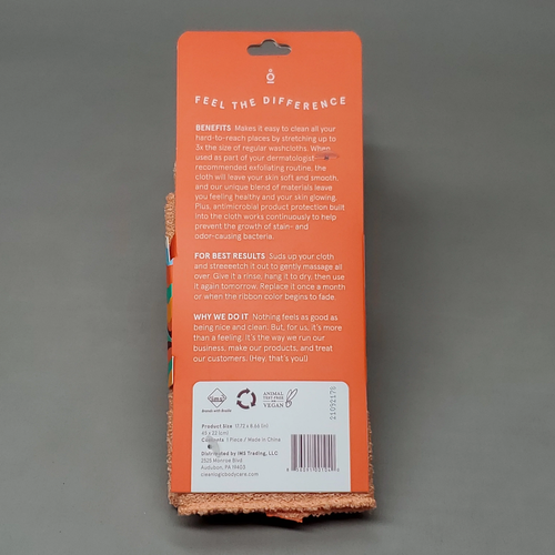 CLEANLOGIC 3 Pack of Exfoliating Stretch Cloth 8.66" X 17.72" Orange (New) - Picture 6 of 7