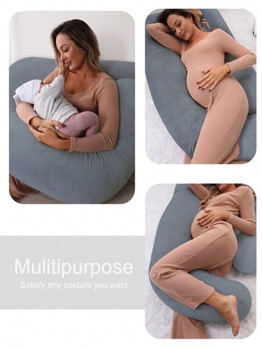 WUH66-Dark Gray Ultra-Soft Maternity Pillow For Side Sleeping With Waist & Abdom - Picture 4 of 13