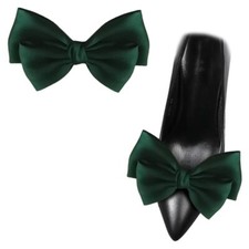 2 Pcs Satin Bow Shoe Clips Removable Solid Color Shoe Clips Elegant Wedding P...