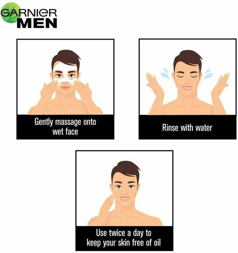 Garnier Men Oil Clear Face Wash Skin Purifying Gel Face Wash Clay D-Tox 100gm - Picture 5 of 5