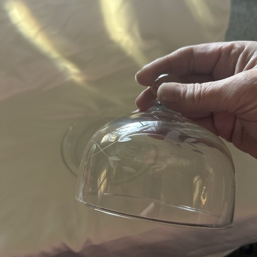 Vtg Princess House Etched Glass Dome & Plate Cheese Butter Dessert Dish