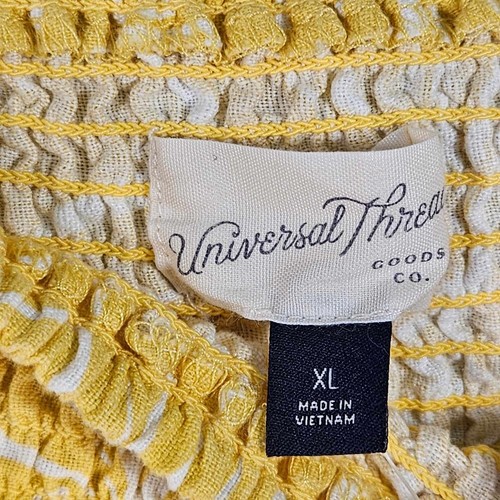 Universal Thread Off Shoulder Puff Elbow Sleeve Blouse Women XL Yellow Floral - Picture 8 of 9