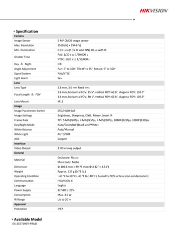 HIKVISION Full Color PIRLO 5MP 3K Smart TURBO HD 20m PIR EXIR Turret CCTV Camera - Picture 7 of 8