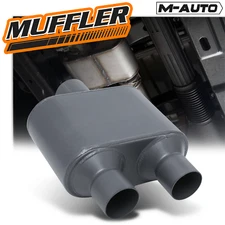 Grey 2.5"Center Inlet/Dual Outlet Stainless Steel Single Chamber Exhaust Muffler