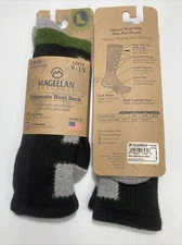 MAGELLAN Ultimate Boot Socks, Mid-Weight Merino Wool with Shin Pad Panels, 2 prs