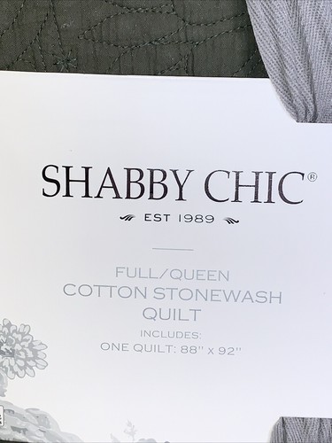 SHABBY CHIC Full / Queen Sized Cotton Stonewash Quilt Green 88” X 92” Brand New - Picture 5 of 15