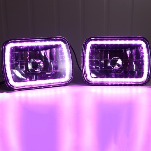 2PCS Square Color Change White Red Blue Green 7x6" LED Angel Eye Halo Headlights - Picture 13 of 14
