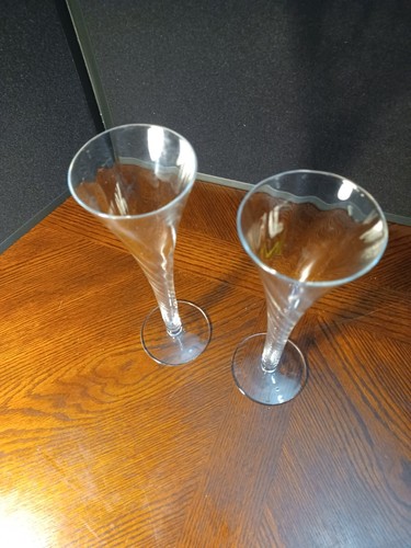VINTAGE HOLLOW STEM 10" CHAMPAGNE FLUTES GLASSES - SET OF 2 - Bild 7 von 8
