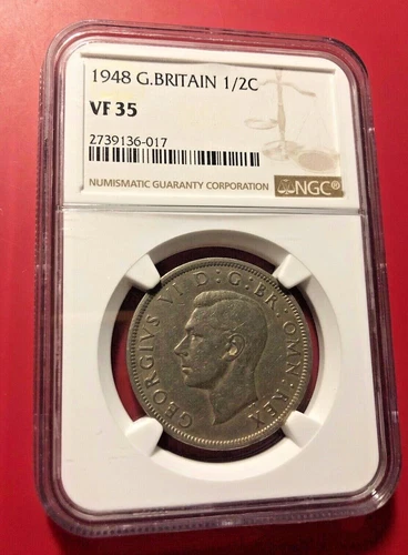 1948 Great Britain 1/2 CROWN NGC VF 35
