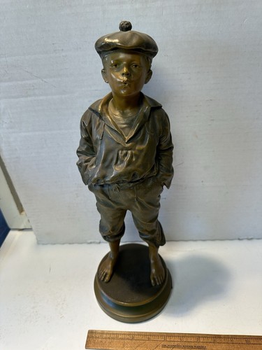 Antique Vintage Bronze Statue Le Siffleur The Whistler After Halfdan Hertzberg - Picture 1 of 15
