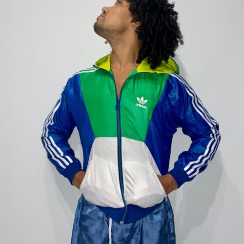 Súper Rara Vintage Adidas Originals Chaqueta Traje Cáscara Cal Surf Verde Azul Sml - Imagen 3 de 11