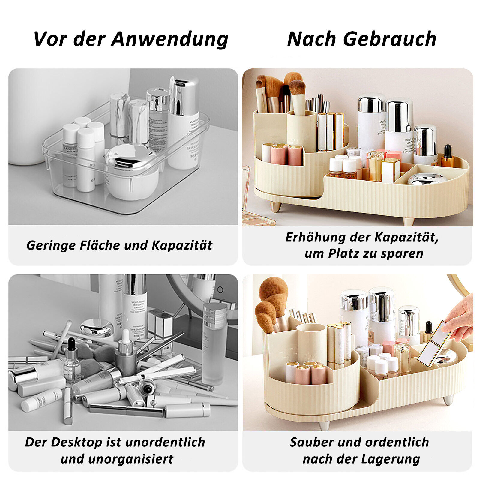 FREETOO Make Up Kosmetik Beauty Organizer 360 Drehbar Schmink Aufbewahrung