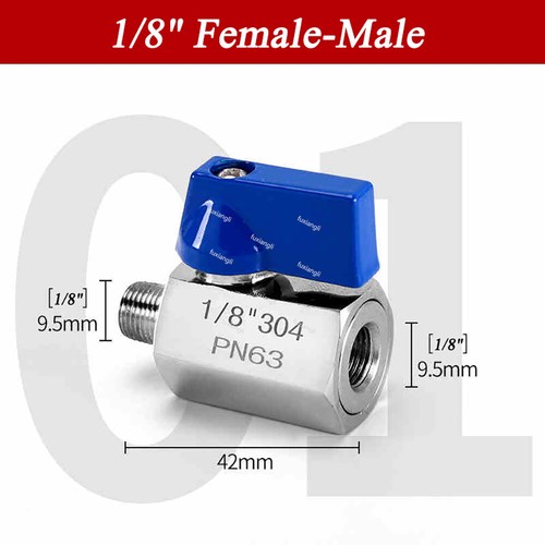 A2 Stainless Steel Mini Ball Valves 1/8" to 1" BSP Male/Female Air Hose Valve - Picture 10 of 42