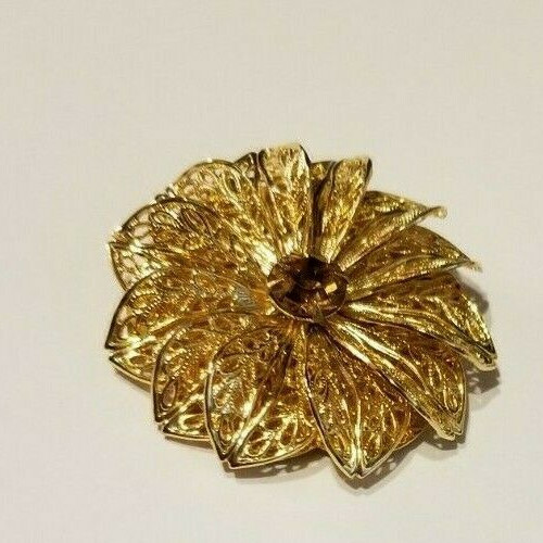 Vintage Lieba Gold Tone Amethyst Color Rhinestone Scarf Coat Dress Clip 1 3/4" - Picture 1 of 5