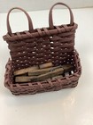 Small Handmade Clothes Pin Basket With Clothes Pins.