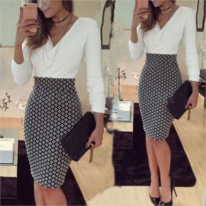 Women-Dress-OL-Formal-Business-Work-Stretch-Party-Cocktail-Slim-Pencil-Dress-HW