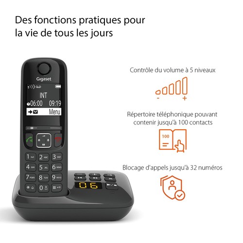 AS690A - téléphone DECT sans fil avec répondeur - grand écran à haut contrast... - Photo 3/6