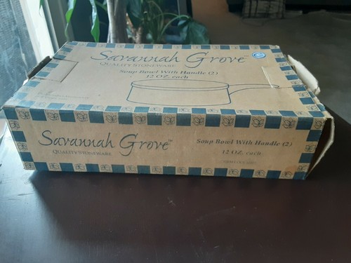 NIB - Citation - Stoneware - SAVANNAH GROVE 2 Pc Soup Bowls 12 oz. With Handle - Picture 2 of 9