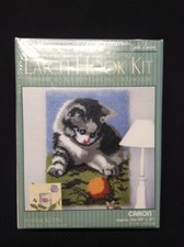 NEW Caron Latch Hook Kit PLAYFUL KITTEN 20 X 27 Sealed NATURA Hook Rug Kit