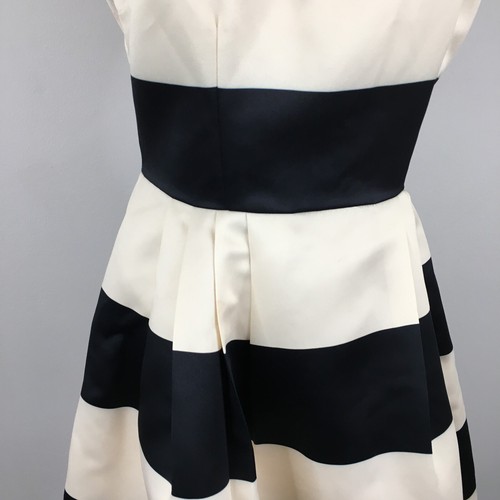 CECE by Cynthia Steffe Womens sz 2 Black Cream Striped Fit & Flare Pleats Dress - Picture 7 of 11