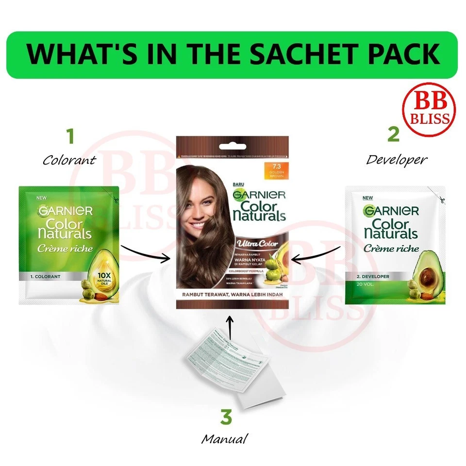 Color de cabello natural Garnier / Color vibrante en sobres (20 g + 20 ml) x 10 paquetes Foto 4 de 4