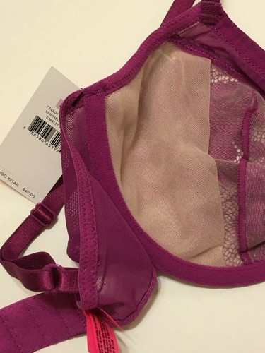 NUEVO SUJETADOR BETSEY JOHNSON ORQUÍDEA PÚRPURA SIN FORRAR 32C ENCAJE ESTRELLA SEXY - Imagen 6 de 6