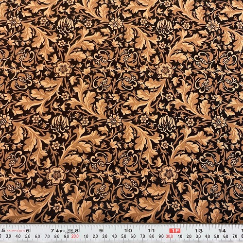Blank Quilting Brown Floral Damask Style Black Cotton Fabric HALF YARD Remnant - Picture 1 of 2