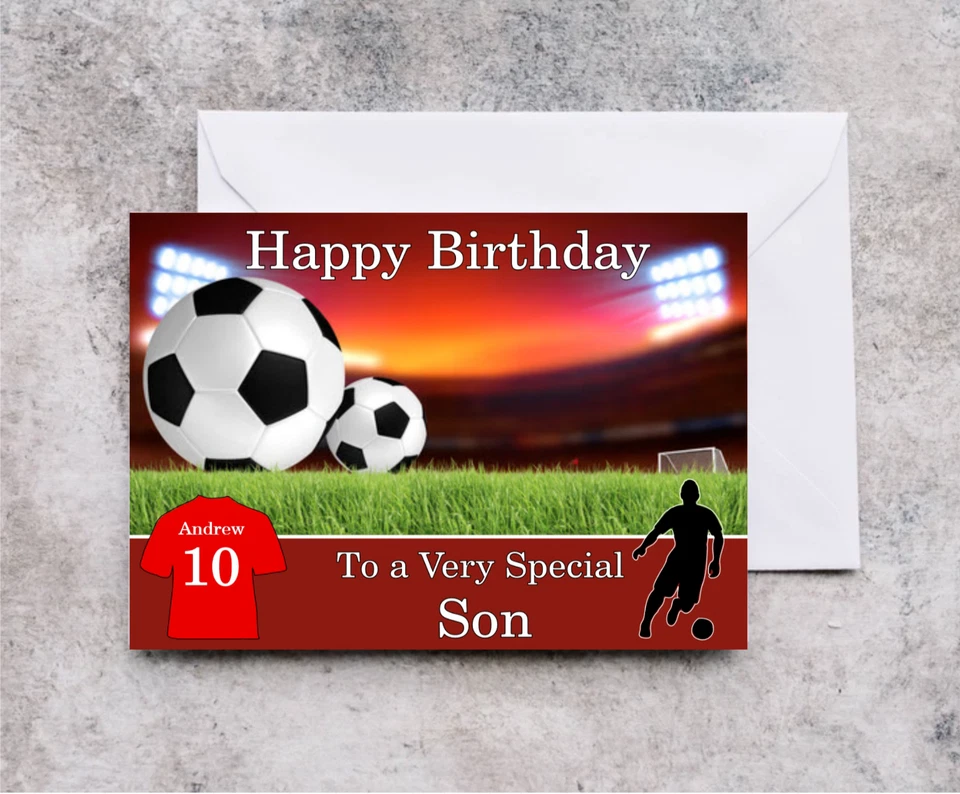 FORGETMEKNOT79 Boys Personalised Birthday Card Football Childrens Teenager Mens Son Grandson