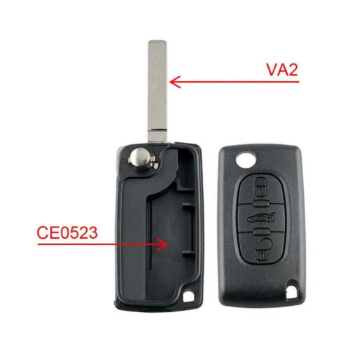 Fit for Citroen C2 C3 C4 C5 C6 3 Button Flip Car Key Shell Case Va2 Blade CE0523 - Picture 2 of 9