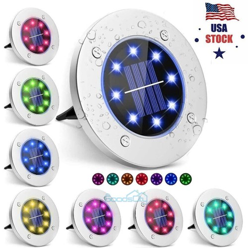 MULTICOLOR Solar In Ground Lights Outdoor LED Buried Lamp Lawn Garden Pathway US - Picture 6 of 28