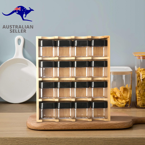 Spice Rack Organiser with 16 Jars, 4 Tier Drawer Spice Racks Organizer, Bamboo S - Picture 6 of 12