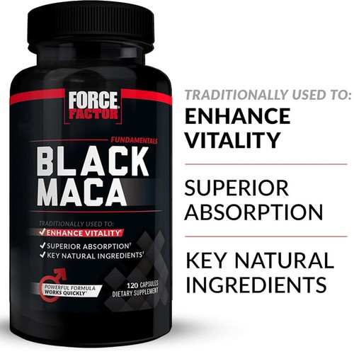 Force Factor Maca Negra 1000mg - Pimienta Negra - Aumento de Energía y Resistencia - Imagen 3 de 12