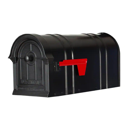 Post Mount Mailbox Black Heavy Duty Steel and Aluminum Universal Mounting Design