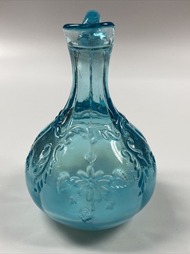 Northwood Intaglio Blue Opalescent 5 Inch Cruet - Picture 4 of 12