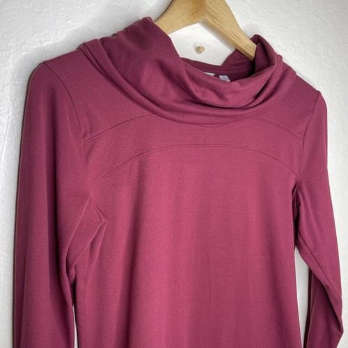 Athleta Lupin Soft Cowl Neck Long Sleeve Sweater Burgundy Sz. M Cabincore Active - Picture 2 of 8