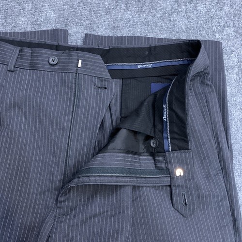 Stafford Dress Pants Mens 36x28 Gray Pinstripe Wool Silk Pleated Pants - Picture 7 of 14