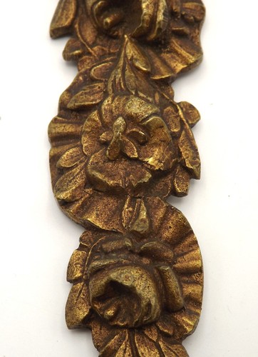"Pair Antique French Bronze Furniture Appliques – Floral & Leaf Detail 2472 - Picture 5 of 10