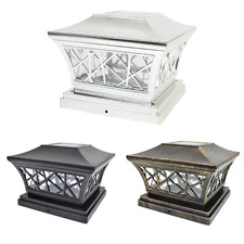 8 Black / Bronze / Silver 6 x 6 Solar Post Lights Outdoor Deck Cap Fence Lamp