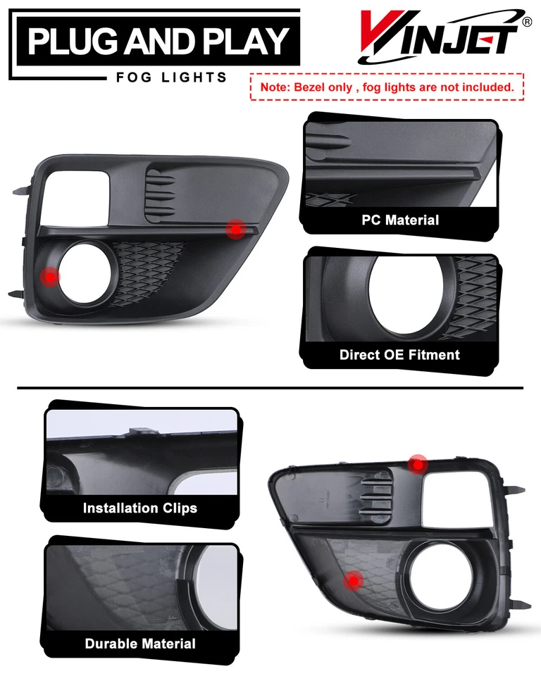 Par de luces antiniebla biseles negros juego de cubierta para Subaru WRX STI 2015 2016 2017 Foto 2 de 4