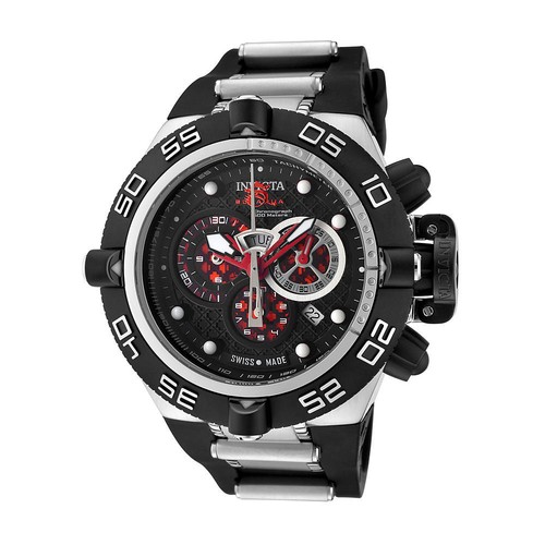 Reloj Invicta Subaqua Cronógrafo Negro Poliuretano Esfera Negra Subesferas Rojas 6569 - Imagen 1 de 4