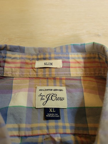 Sewn for J.CREW Men's dress Shirt plaid check plaid blue brown red EXTRA LARGE - Picture 8 of 10