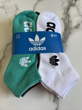 New Mens Adidas Sport Designer Logo Moisture Wicking 6 Pack Low Cut Socks Mixed
