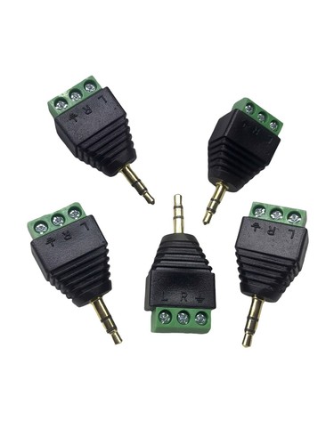 5-PACK 3.5mm 1/8" Stereo Male Plug to AV 3-Screw Terminal Block Connector US STK - Picture 3 of 5
