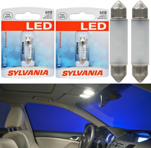 Sylvania Premium LED Light 6418 White 6000K Two Bulbs Interior Map Replacement - Picture 1 of 12